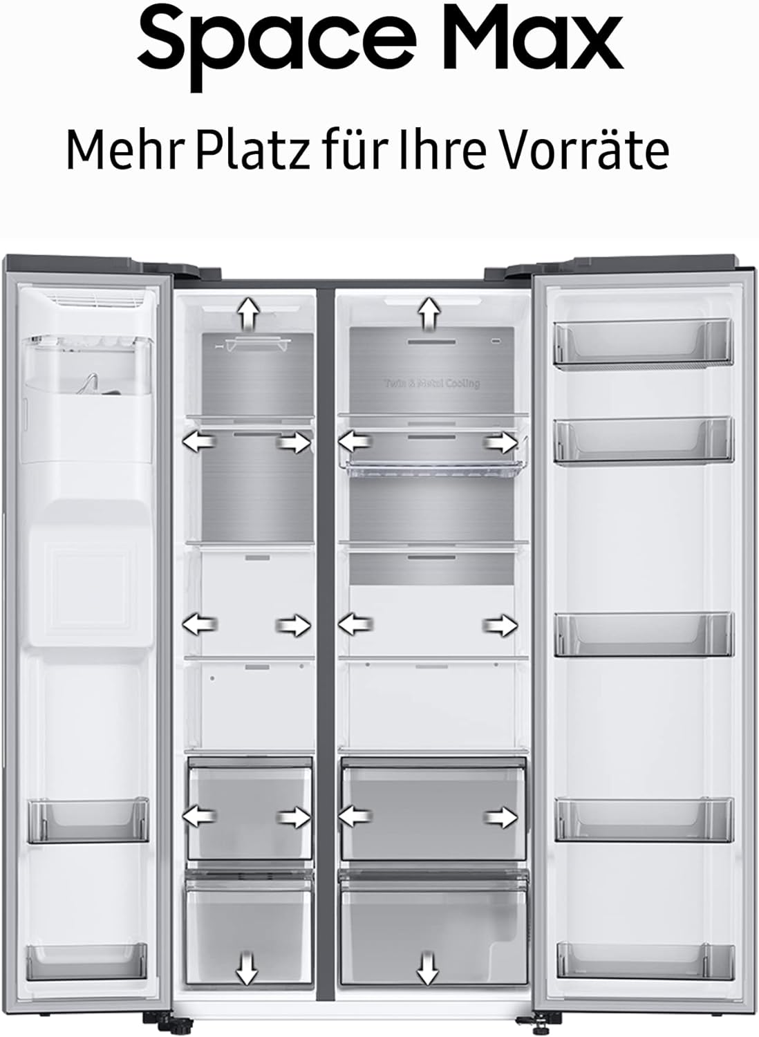 Samsung RS62DG5003S9EF  Side-by-Side-Kühlschrank mit Gefrierfach, 178 cm, 628 l, SmartThings