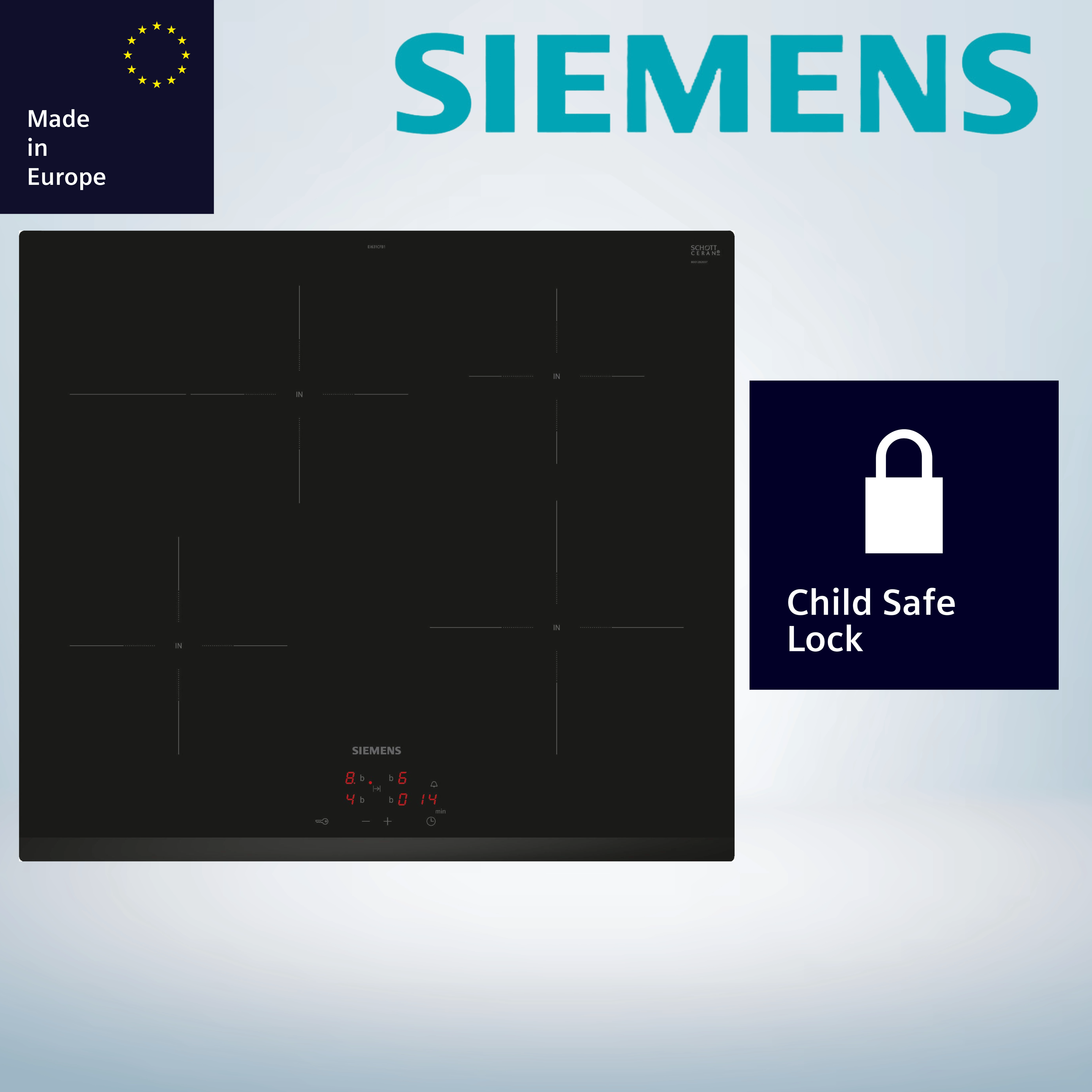 Siemens EI631CFB1E Induktionskochfeld  Facettenschliff  herdgebunden  aufliegender Einbau  Standardbreite 60