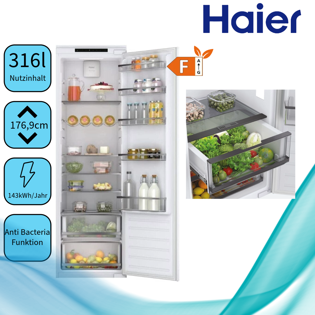 Haier HLE172  Unterbau-Kühlschrank  143 kWh/Jahr  Inhalt Kühlbereich 316 Liter