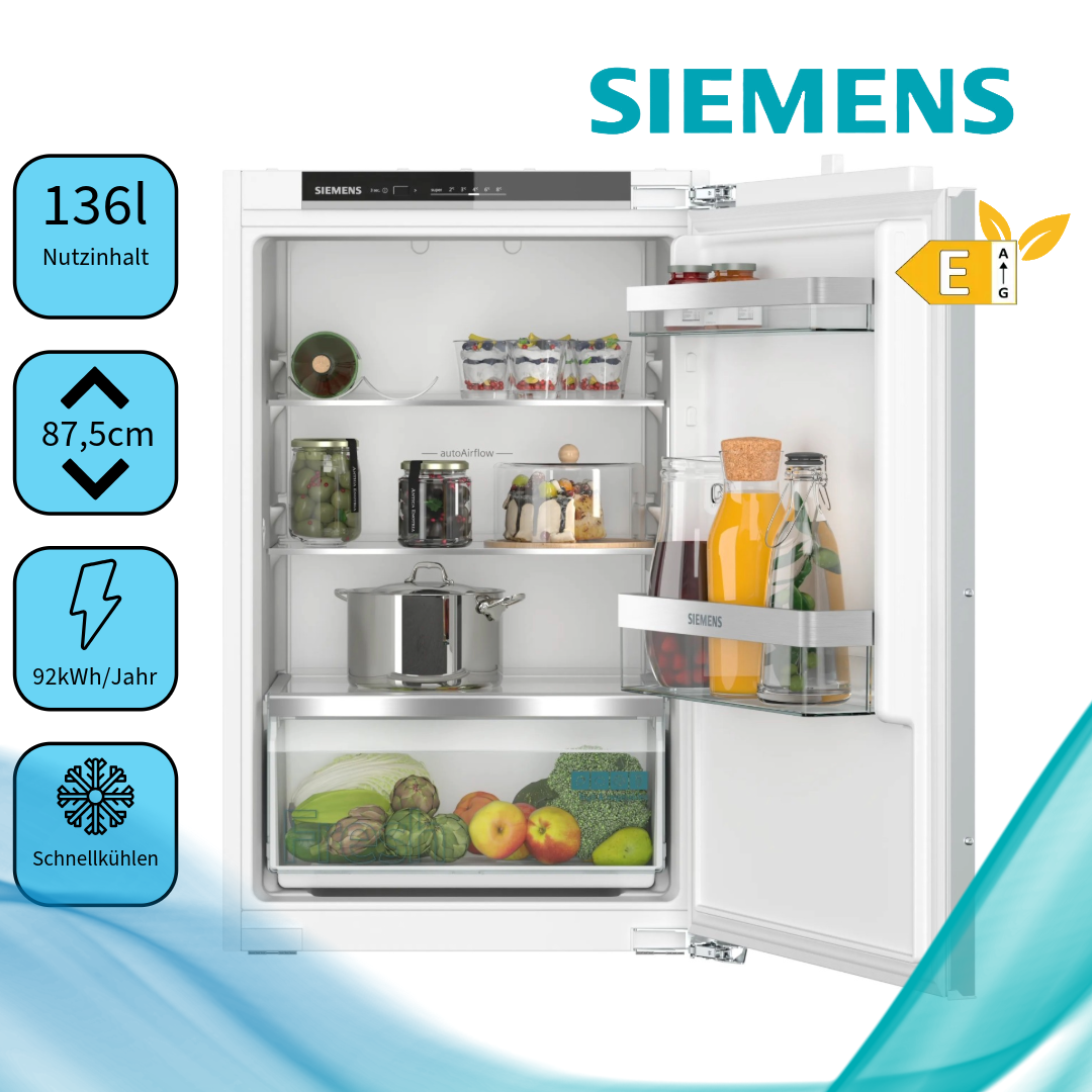 Siemens KI21RVFE0 Vollraumkühlschrank  Inhalt Kühlbereich 136 Liter