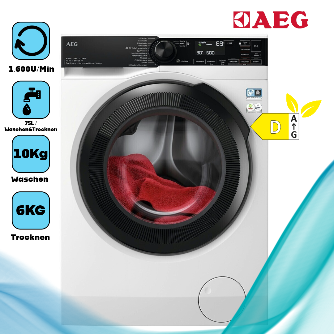 AEG LWR7E70600   freistehender Waschtrockner  10 kg Waschen  6 kg Trocknen 