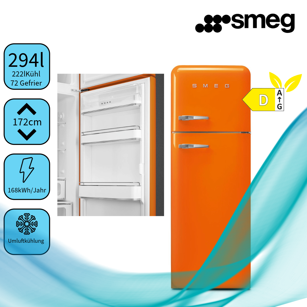 Smeg 50-iger Style Stand-Kühl-/Gefrierkombi R Orange FAB30ROR5