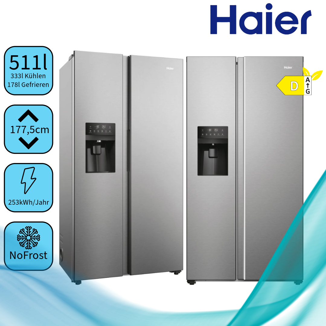 Haier HSR5918DIMP Side-by-Side-Kühlschrank  253 kWh/Jahr  Inhalt Kühlbereich 333 Liter 