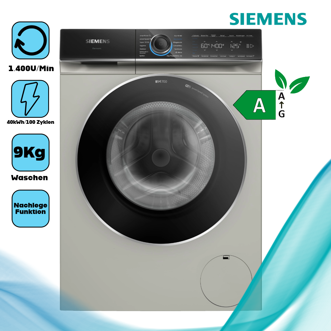 Siemens WG44B20X40 Waschmaschine  Frontlader  9 kg  1.400 U/Min  WLAN (Wi-Fi)