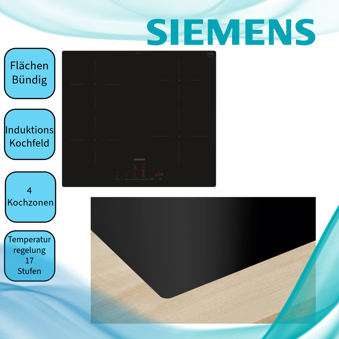  Siemens EH601HEB1E Induktionskochfeld  autark  flächenbündiger Einbau  WLAN  Standardbreite 60  Slider-Steuerung 