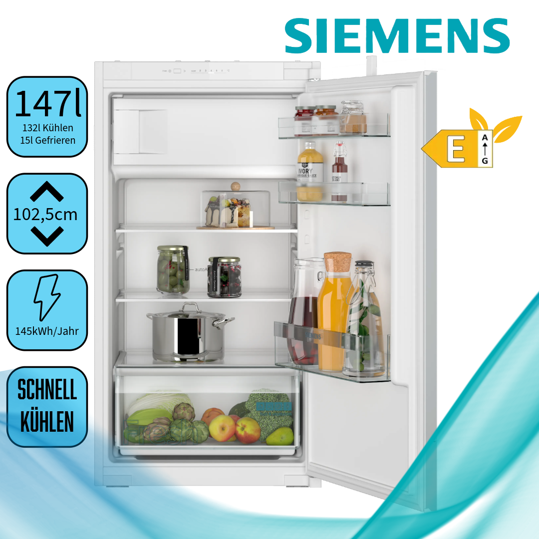 Siemens KI32LNSE0  Einbau-Kühlschrank iQ100, integrierbarer Kühlautomat mit Gefrierfach