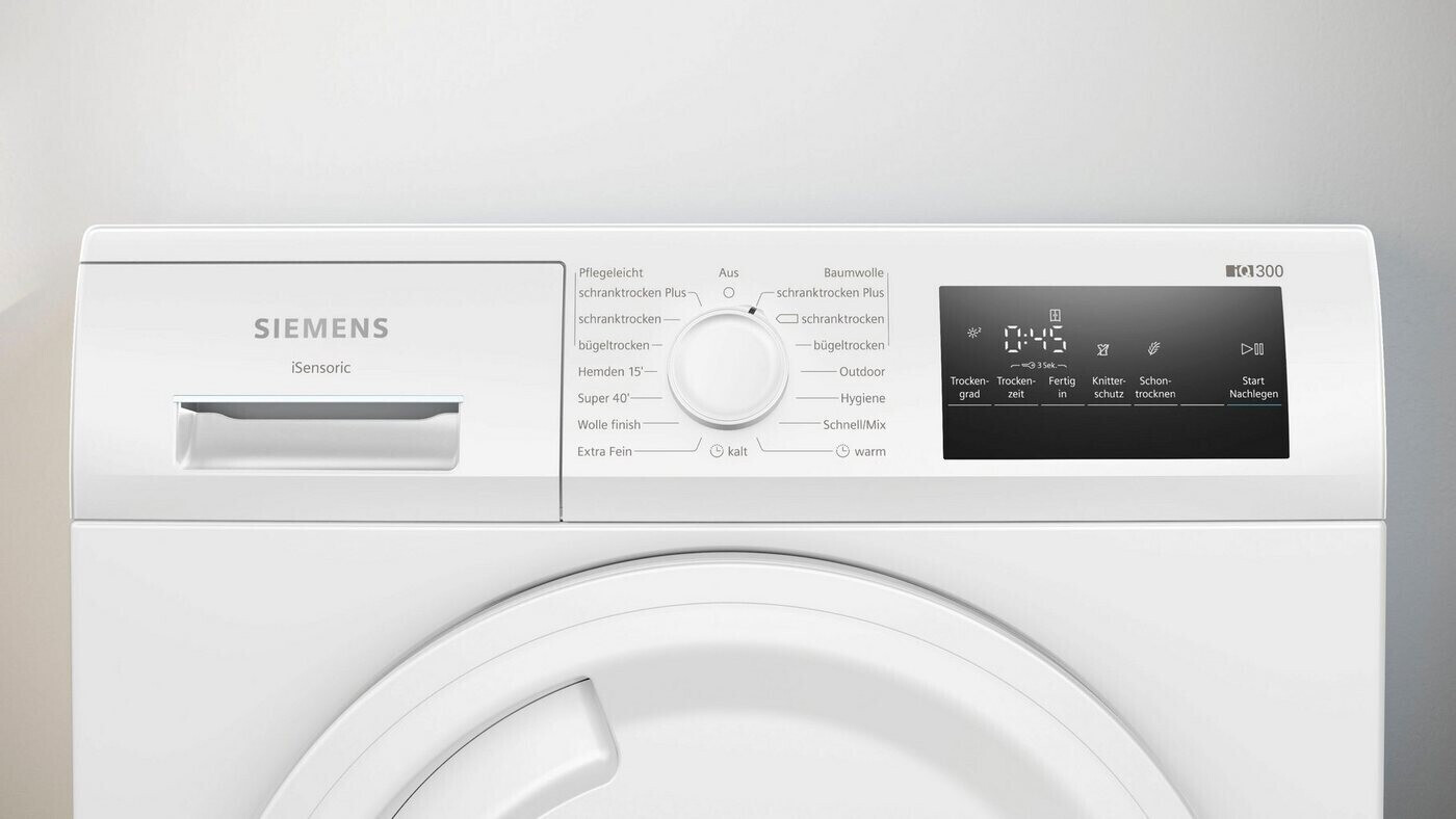 Siemens WT43N203 Kondenstrockner  Kondensationseffizienzklasse B  8 kg  Programmdauer 150 min 