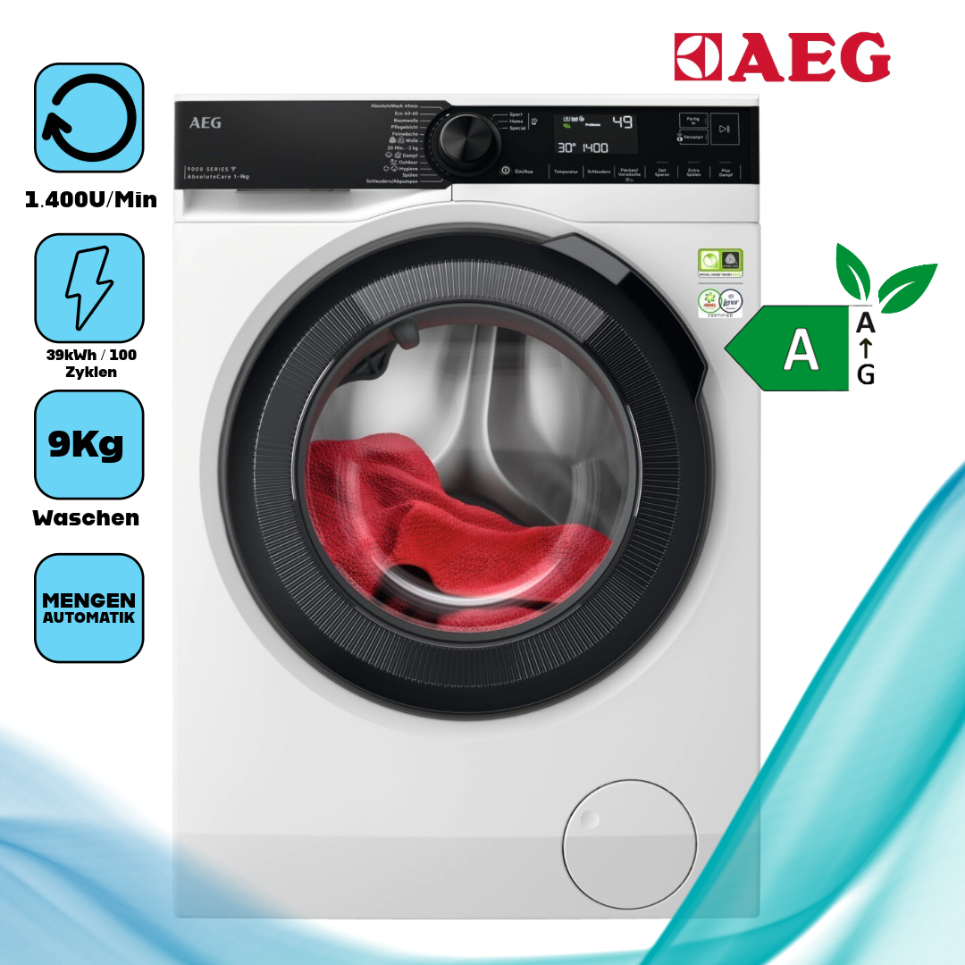 AEG LR9W75490   Frontlader  9 kg  1.400 U/Min  WLAN (Wi-Fi)